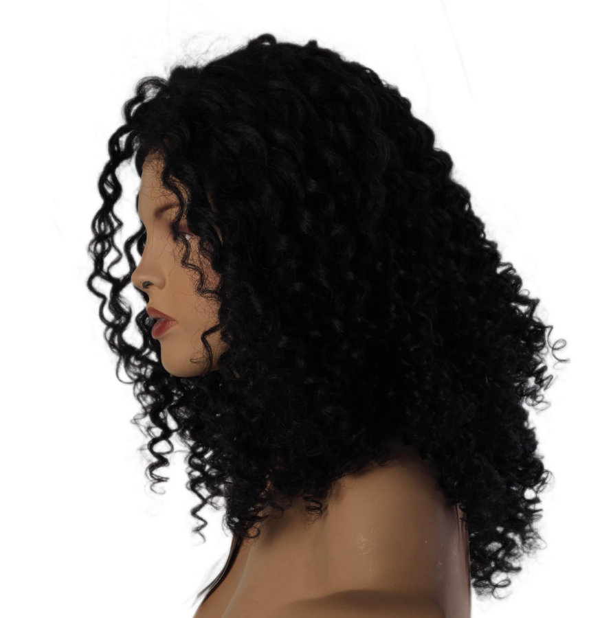 thumb%100 DOĞAL SAÇ MEDİKAL TÜL PERUK - LACE FRONT - SİYAH - 202 GRAM - HHI-1622-55C-CURLY-202G-1000